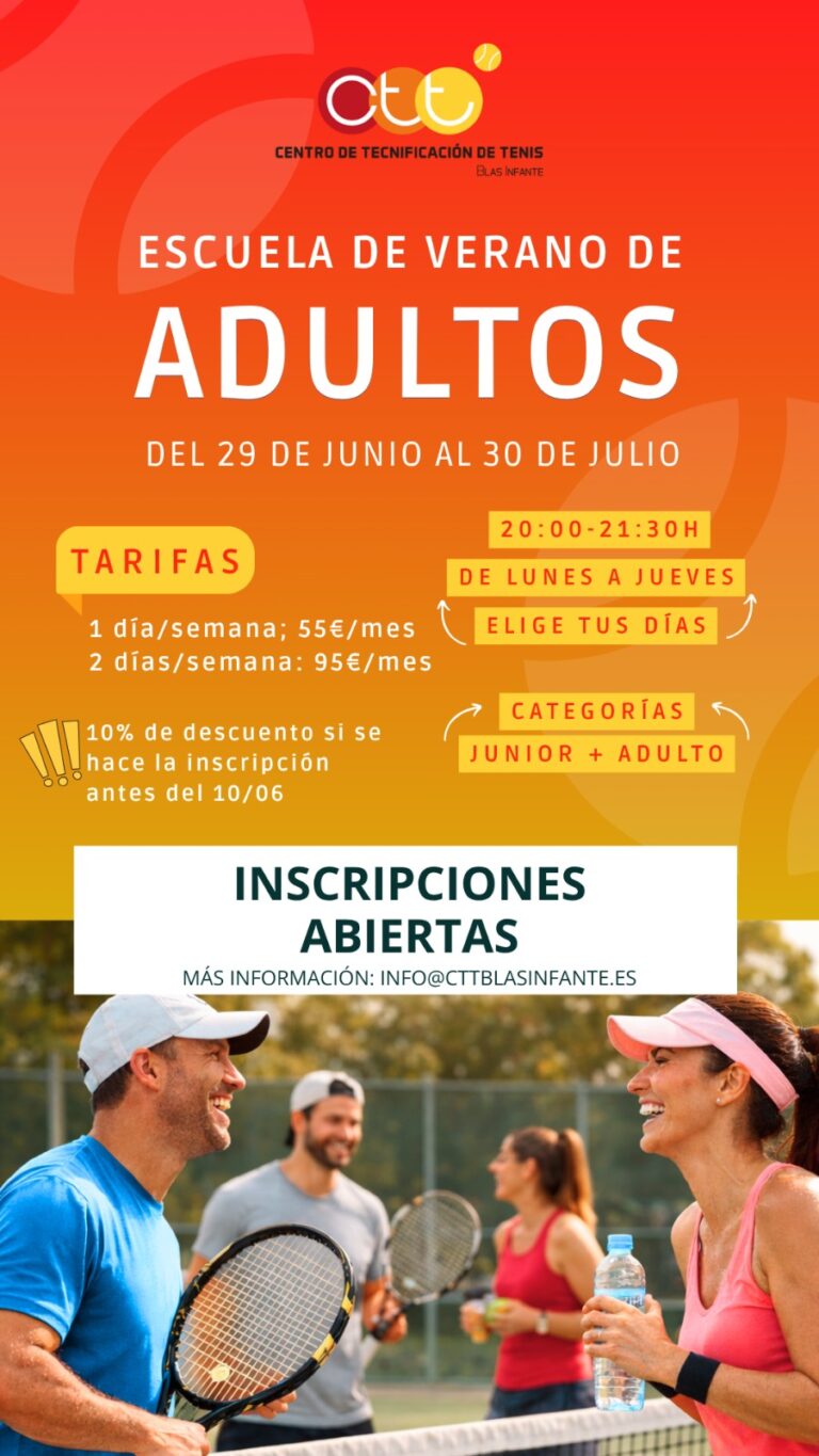 Escuela de Verano de Adultos 2026 en el Centro de Tecnificación de Tenis 'Blas Infante' de Sevilla