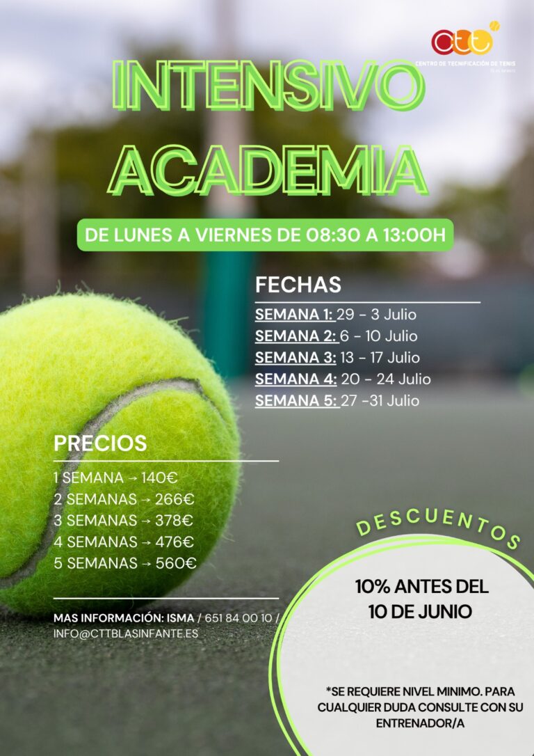 "Intensivo Academia" en el CTT Blas Infante de Sevilla durante el verano 2026