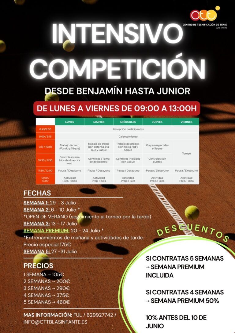 "Intensivo Competición" en el CTT Blas Infante de Sevilla durante el verano 2026
